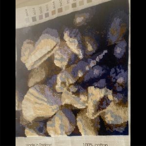 Needlepoint Seashell pillow remnant